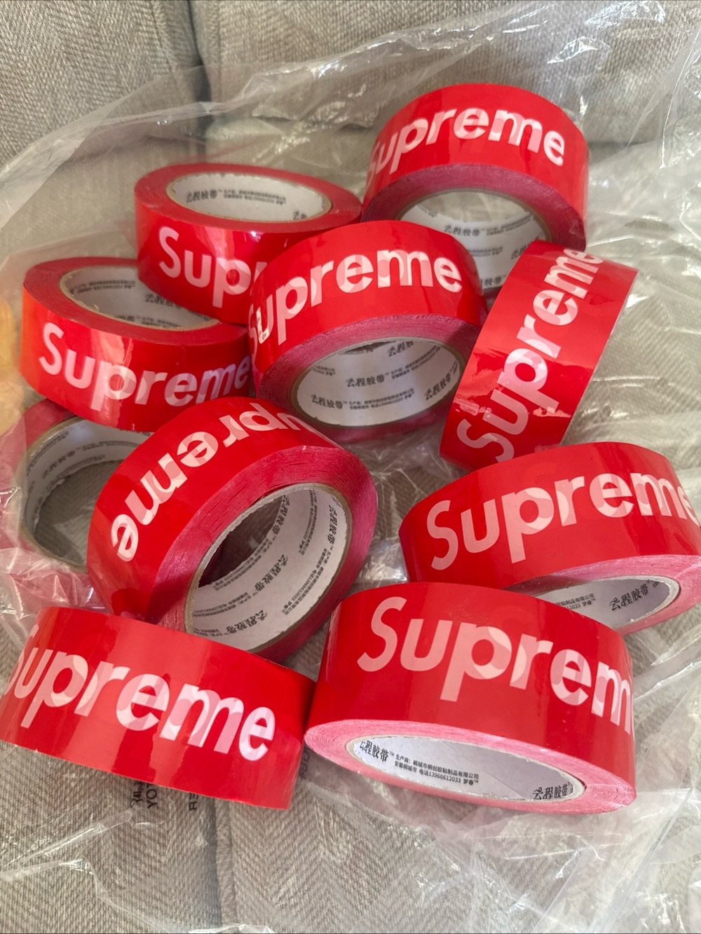 Supreme packing tape (custom) 3pack red - 1 extra